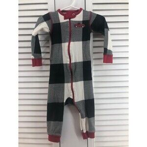 Lazy one size 12M  plaid holiday Union suit zip up